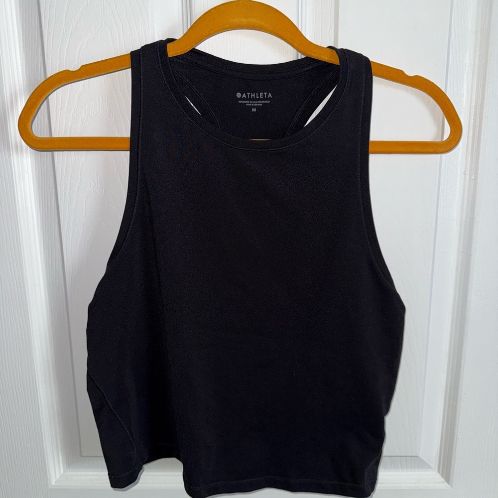 Athleta Black Fitted Crop Tank Top